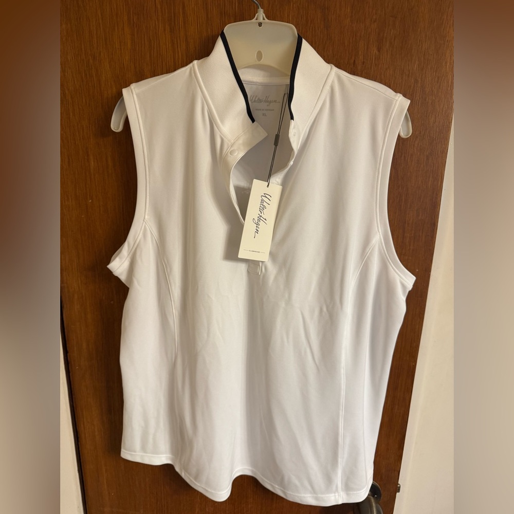 New With Tags, Size XL Clubhouse Sleeveless Mock Polo Pure White